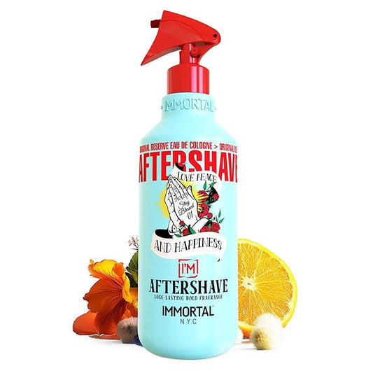 Immortal NYC Stay Blessed 01, After Shave Spray Body/Face Men's Cologne, 17 oz, Exclusive Barbers, Softens Skin, Refreshes, Disinfects and Relieves Face and Skin, Moisturizing Formula After Shaving