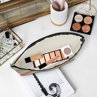 4pcs Colorful Rainbow Makeup Bag, Bright Neon Colors Cosmetic Bag, Christmas Wedding Anniversary Birthday Friendship Gifts for Women Girls Best Friends Bridesmaid Bestie Mom Travel Toiletry Bag