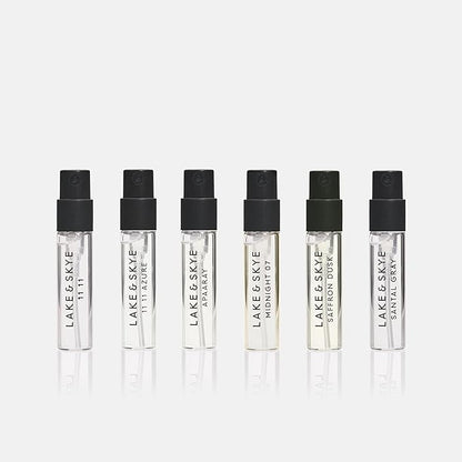 Lake & Skye 6 Piece Discovery Set – Includes 11 11, 11 11 Azure, Apaaray, Midnight 07, Saffron Dusk and Santal Gray – 0.06 fl oz ea (2 ml ea)