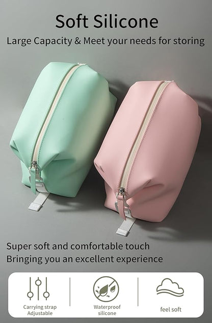 6"x 9.84" 4.5L Large Silicone Toiletry Bag,Waterproof Leakproof Foldable Travel Organizer,Dopp Kit Alternative for Men & Women,Turquoise Blue