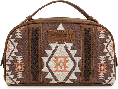 Montana West Wrangler Makeup Bags for Women Portable Aztec Toiletry Bag Southwestern Travel Cosmetic Organizer for Gift