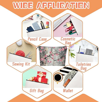 Cosmetic Bags Travel Makeup Toilet Case Waterproof Pouch for Women Girls 6.7X9.45inches - Beautiful Grey - Backdrop Flowers