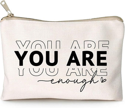 You Are Enough Makeup Bag Inspirational Positive Quote Cosmetic Bag Mental Health Decor Positive Motivational Travel Bag Self Love Gift Sister Makeup Case Gift