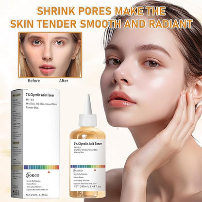7% Glycolic Acid Exfoliating Toner, Exfoliating Facial Toner, Pore Minimizing Toner, Smooth Skin, Even Tone, Hydrating Formula