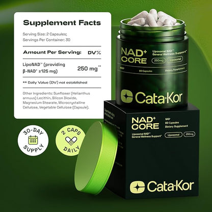 NMN Supplement Alternative – Liposomal NAD+ Supplement – Third-Party Tested – NAD CORE – 30-Day Supply – 60 Capsules