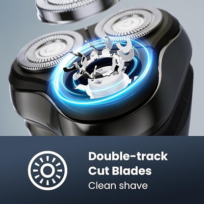 Electric Razor for Men Cordless: Wet/Dry Rotary Shaver Waterproof - USB Fast Charging & Sensitive Skin Care - Pop up Trimmer & Precision Blades Black