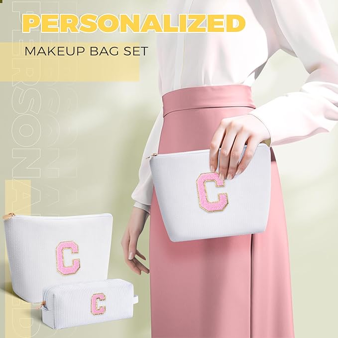 Customized Mothers Day Gifts - Birthday Gift for Mom,Gifts From Daughter,Mother in Law Gifts,Mama Gift Idea,Makeup Bag Set Cosmetic Bag - White,C