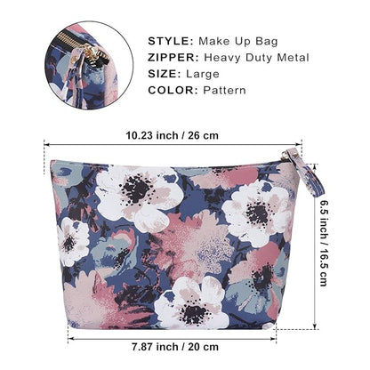 Flower Makeup Bag for Travel Cosmetic Storage Pouch Waterproof Polyester Metal Zipper, Retro Camellia