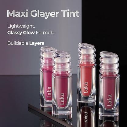 Laka Maxi Glayer Tint 3.8g/0.13oz., Glass Layer of Gloss, Ultra Glow & Vivid Layerable Pigments, High Shine Lip Oil, K-Beauty (#607 Kaya)