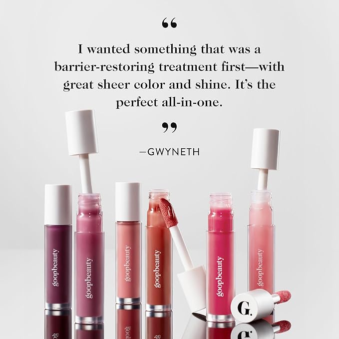 goop Beauty Hydra-Barrier Gel Gloss | Hydrating Lip Gloss to Moisturize & Plump Lips | Hyaluronic Acid & Vitamin E | Blossom - Sheer Petal Pink | 0.13 oz