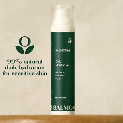 Balmonds - Daily Moisturizing Cream - 3.5oz. (100ml) - 99% Natural Moisturizer - Face & Body - Fragrance Free - Vegan/Cruelty Free - All Skin Types