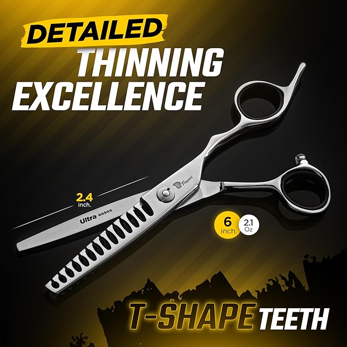 Fagaci Hair Thinning Scissors 6" with 440C Steel, Ultra Sharp & Superior Cuts Texturizing Shears, Extreme Durability Texturizing Scissors, Barber Thinning Shears, Hair Cutting for Women & Men