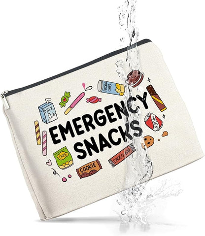 Snack Lover Gifts for Women, Foodie Gifts Makeup Bag, Emergency Snacks Zipper Makeup Pouch
