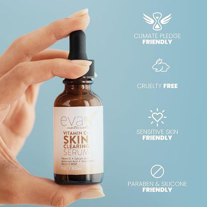Vitamin C Serum for Face with Retinol & Salicylic Acid – Skin Clearing Acne Spot Treatment with Niacinamide, Hyaluronic Acid, MSM – Anti-Aging Facial Serum for Dark Spots and Blemishes