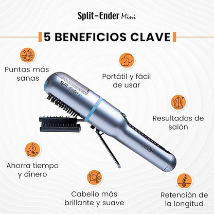 Split-Ender Mini Cordless Split End Hair Trimmer for Dry, Damaged, Brittle, or Frizzy Hair - Battery Operated Clipper for Straight and Curly Hair - Blue