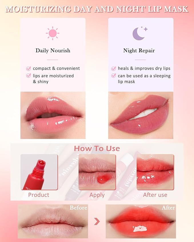 Lip Balm Butter Chrrey, Hydrating Tinted Butter Lip Gloss,Clear Lip Mask Lip Care Moisturizer, Smooth Lip Treatment Balm,Non-Sticky Jelly Glow Reviver Fat Lip Oil,Christmas Makeup Gift for Women-05