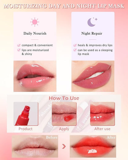 Lip Balm Butter Chrrey, Hydrating Tinted Butter Lip Gloss,Clear Lip Mask Lip Care Moisturizer, Smooth Lip Treatment Balm,Non-Sticky Jelly Glow Reviver Fat Lip Oil,Christmas Makeup Gift for Women-05