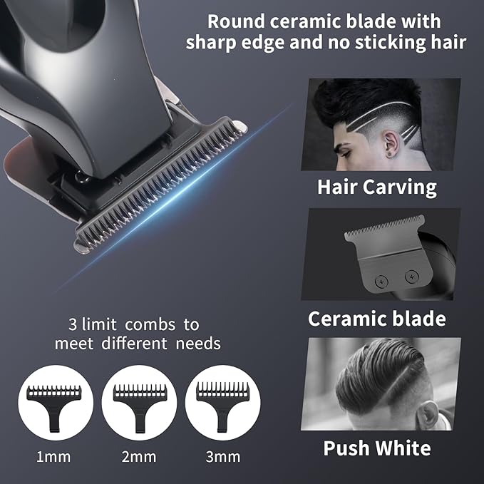 Beard Trimmer for Men Professional,Liners Trimmer Hair Clippers, Precision Edgers Barber Clippers,Zero Gapped T-Blade Hair Trimmer Kit with LCD Display, Hair Cutting Mustache Facial