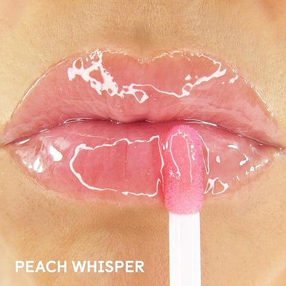 Winky Lux Peach Whisper Barely There Sheer Tinted Lip Oil - Hydrating Lip Gloss Tint, Peachy Pink Glossy Lip Balm, Juicy Non Sticky Long Lasting Formula, Infused with Jojoba Oil & Soft Vanilla Scent