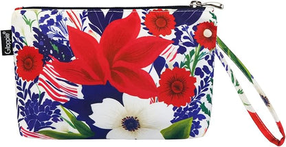 Gloppie Small Makeup Bag for Purse Portable Cosmetic Bag Aesthetic Floral Makeup Pouch Wristlet Pouch for Women Big Red Flower