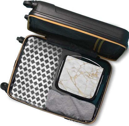 Travel Toiletry Bag for Women & Men Abstract Rose Gold Marble Hanging Cosmetic Organizer Portable Waterproof Makeup Case Make Up Bag with Compartments Travel Essentials for Bathroom Shower