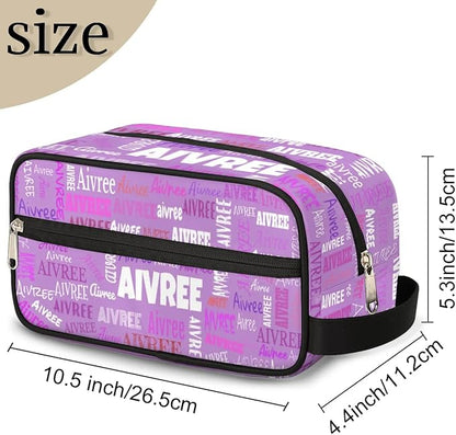 Personalized Name Toiletry Bag, Large Travel Cosmetic Bag Portable Makeup Organizer Bag for Women Bathroom Shower Essentials, Orchid Purple Color, Colorful Names Ranked