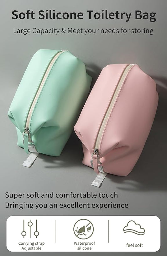 6"x 11" 6L Large Silicone Toiletry Bag,Waterproof Leakproof Foldable Travel Organizer,Dopp Kit Alternative for Men & Women,Pink