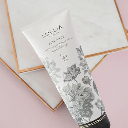 LOLLIA Elegance Shower Gel, 8 fl. oz. – White Amber & Mirabelle – Scented Shower Gel Body Wash, Shea Butter Body Wash, Bath Wash for Women, Beautiful Shower Gel, Moisturizing Body Wash