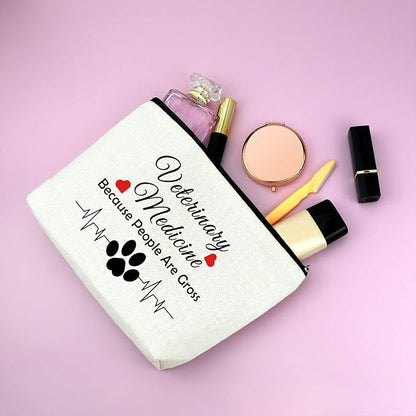 Mxrymvu Thank You Gift for Veterinarian Vet Tech Gift Cosmetic Bag for Doctor Veterinary Technician Friend Sarcastic Gag Makeup Bag for Veterinary Medicine Graduation