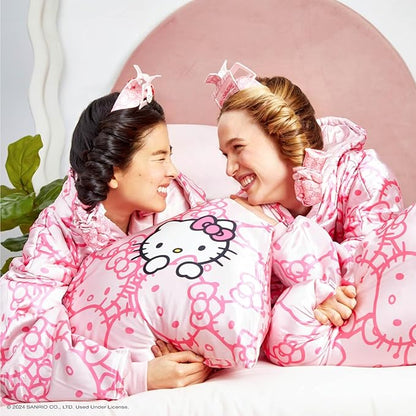 Kitsch x Hello Kitty (Pink Kitty Faces) - Satin Pillowcase with Zipper for Hair and Skin, Softer Than Silk, Smooth Cooling Pillow Covers, Machine Washable, King Size (19x36)
