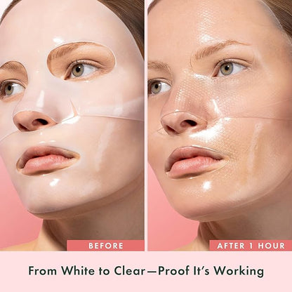 Rael Collagen PDRN Hydrogel Face Masks – Deep Hydration with Salmon PDRN, Collagen, Peptide, and Hyaluronic Acid, Anti-Slip, Korean Skin Care (4 Count)