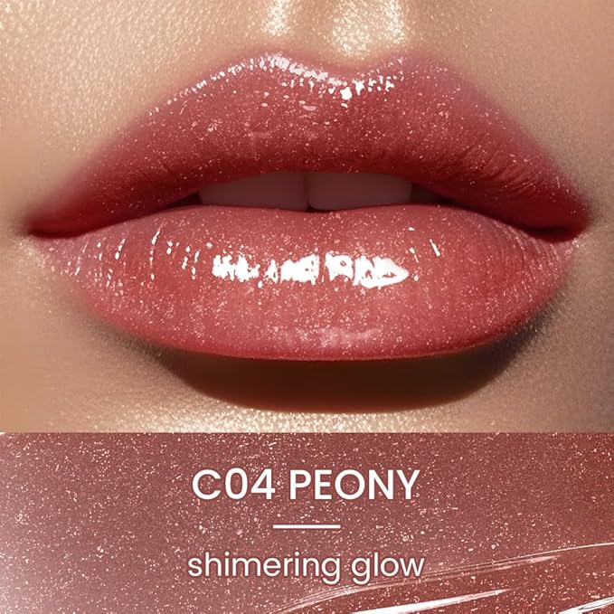 CATKIN Glossy Lip Balm Ultra Hydating Glow Lip Tinted Jelly Plump Melting Balm Shea Butter Repair Soothing For Dry Lips Dewy Finished 0.12 oz C04 PEONY