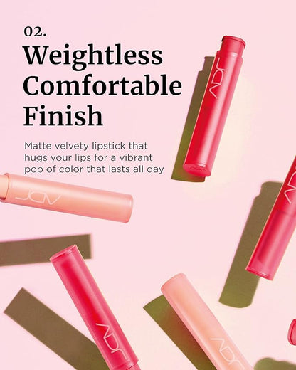 VDL Lip Stain Comfort Slip Lipstick 12, Extra Shot - Lightweight, Matte, Smooth Lipstick for Effortless Comfort. Vibrant and Long-Lasting Lip Color (0.09 oz) | Korean Makeup