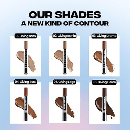 Sacheu Liquid Contour STAY-N Long Wear Cream Contour Makeup — Long Lasting, Blendable, & Lightweight Formula — Vegan & Cruelty-free, Giving Drama
