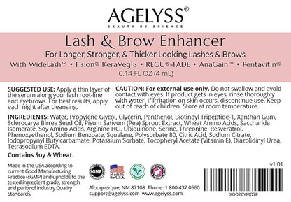 Agelyss Lash & Brow Enhancer - Longer, Stronger & Thicker Lash and Brows - 3 Bottles