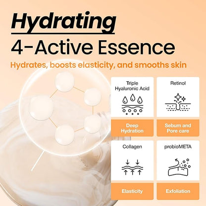 Skin Texture Booster 214% Essence – Deep Hydration, Glass Skin, Triple Hyaluronic Acid, Collagen & Retinol, Lightweight & Non-Sticky, Visibly Plumping Effect, Korean Skincare, 5.07 fl oz