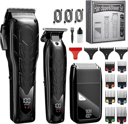 Lanumi Professional 3 in 1 Hair Clipper and Trimmer Set Men Electric Razor Shavers Beard Trimmer Rechargeable Barber Clippers Haircut Kit Gifts for Him,for Barbers