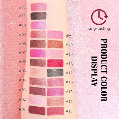 evpct Black Metallic Glitter Lip Liner and Lipstick Combo Lip Gloss Stain Set Makeup for Women Long Lasting Waterproof 24, Goth Gothic Halloween Metallic Shimmer Frosted Iridescent Liquid Lipstick 17