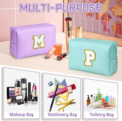 TOPEAST Mom Gifts for Mom, Personalized Initial Makeup Bag Cosmetic Bags for Women Cute Purple Makeup Pouch Birthday Gifts for Mom Mothers Gifts (Purple A)