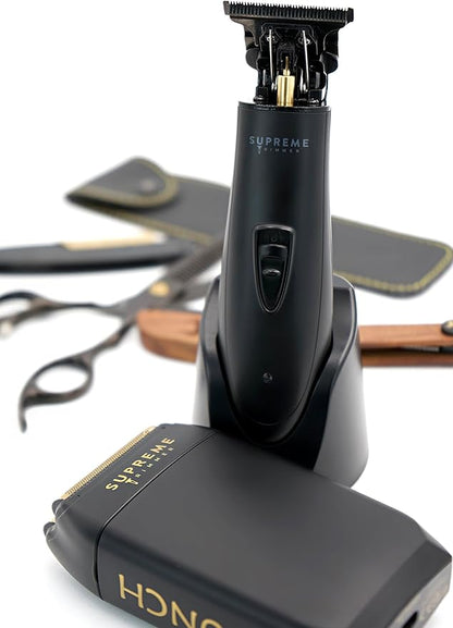 Supreme Trimmer 2-in-1 T-Shaper Trimmer & Crunch Foil Shaver | STF602 Electric Razor & ST5206 DLC Beard Trimmer Barber Haircut Kit | Black