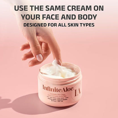 InfiniteAloe Complete Skin Care, Aloe Vera Powered Face and Body Cream for All Skin Types, Dry Skin Everyday Hero, Original Scent - Large Jar 8 oz & 2 Travel Jar 0.5 oz