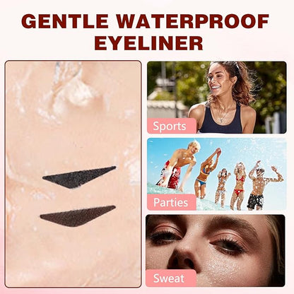 2pcs Gel Eyeliner Pencil Set, New Foldable Eye Liner Stamp for Perfect Wings, Smudge Proof & Waterpoof Liners Tool Pen (Brown)