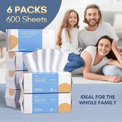PoeticEHome Face Towel Disposable - Ultra Soft Cotton Tissue Dry Wipes - Lint Free Facial Cleansing Cloths