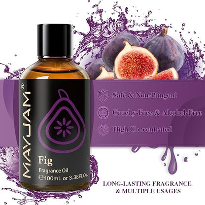 MAYJAM 100ML/3.38FL.OZ Fig Fragrance Oils with Glass Dropper, Essential Oils for Diffusers for Home, Long Lasting Scented Oils for Diffusers Soap Candle Making