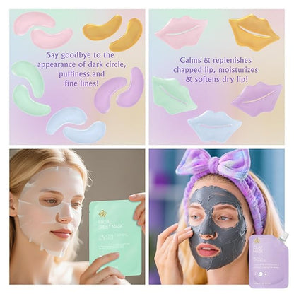 Christmas Gifts for Women, 38 Pcs Skin Care Face Sheet Mask, Bath & Body Spa Gift Set, Self-Care Relaxation Pampering Gift Basket, Bath Bomb, Eye Mask, Face Serum, Lip Gloss, Mother Day, Birthday