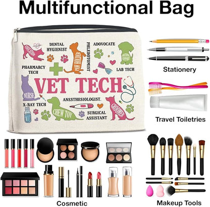 Vet Tech Gifts Veterinary Technician Makeup Bag Best Veterinarian Gifts for Woman, Funny Vet Tech Gift Cosmetic Bag Zipper Makeup Pouch