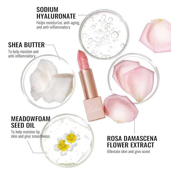 Oulac Moisturizing Purple Lipstick for Women - Tinted Lip Balm Infused with Shea Butter, Shiny & Lightweight Lip Makeup, Vegan & Gluten Free, PG08 Aquatic