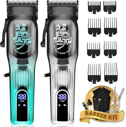 DSP Professional Hair Clipper for Men, Brushless Motor with 4CR DLC+Ceramic Blade, Rechargeable Cordless Hair Cutting Kit- Gift for Men, Pack of 2
