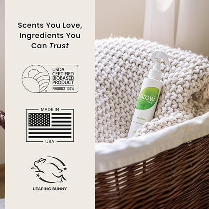 Grow Fragrance Scented Fabric and Room Air Freshener Spray - Certified Non-Toxic, 100% Plant-Based Essential Oils - 5 oz (Bamboo 2-Pack)