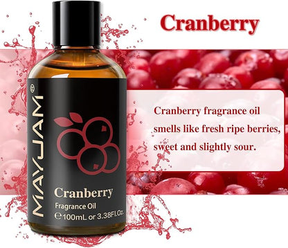 MAYJAM 100ML/3.38FL.OZ Cranberry Fragrance Oils with Glass Dropper, Essential Oils for Diffusers for Home, Long Lasting Scented Oils for Diffusers Soap Candle Making